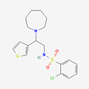 B2954613 N-(2-(azepan-1-yl)-2-(thiophen-3-yl)ethyl)-2-chlorobenzenesulfonamide CAS No. 946249-73-6