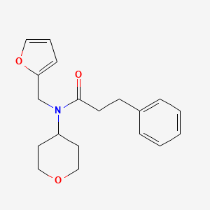 molecular formula C19H23NO3 B2954621 N-(furan-2-ylmethyl)-3-phenyl-N-(tetrahydro-2H-pyran-4-yl)propanamide CAS No. 1448057-53-1