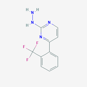 molecular formula C11H9F3N4 B2954622 2-Hydrazino-4-[2-(trifluoromethyl)phenyl]pyrimidine CAS No. 1864013-94-4