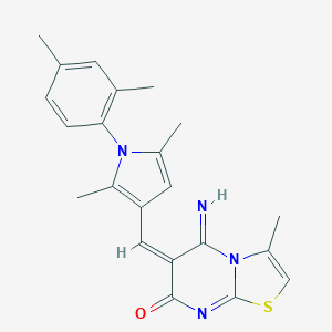 molecular formula C22H22N4OS B295463 6-{[1-(2,4-dimethylphenyl)-2,5-dimethyl-1H-pyrrol-3-yl]methylene}-5-imino-3-methyl-5,6-dihydro-7H-[1,3]thiazolo[3,2-a]pyrimidin-7-one 