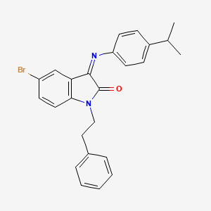 (3Z)-5-bromo-3-[(4-isopropylphenyl)imino]-1-(2-phenylethyl)-1,3-dihydro-2H-indol-2-one