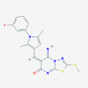 6-{[1-(3-fluorophenyl)-2,5-dimethyl-1H-pyrrol-3-yl]methylene}-5-imino-2-(methylsulfanyl)-5,6-dihydro-7H-[1,3,4]thiadiazolo[3,2-a]pyrimidin-7-one