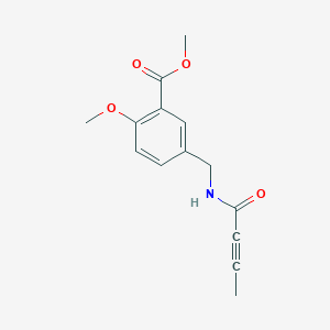 molecular formula C14H15NO4 B2954651 Methyl 5-[(but-2-ynoylamino)methyl]-2-methoxybenzoate CAS No. 2411257-29-7