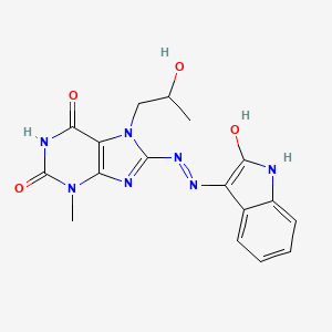 (E)-7-(2-hydroxypropyl)-3-methyl-8-(2-(2-oxoindolin-3-ylidene)hydrazinyl)-1H-purine-2,6(3H,7H)-dione