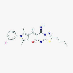 (6Z)-2-butyl-6-{[1-(3-fluorophenyl)-2,5-dimethyl-1H-pyrrol-3-yl]methylidene}-5-imino-5,6-dihydro-7H-[1,3,4]thiadiazolo[3,2-a]pyrimidin-7-one