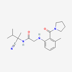 molecular formula C20H28N4O2 B2954686 N-(1-cyano-1,2-dimethylpropyl)-2-{[3-methyl-2-(pyrrolidine-1-carbonyl)phenyl]amino}acetamide CAS No. 1240931-40-1