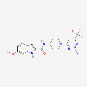 molecular formula C21H22F3N5O2 B2954692 6-甲氧基-N-(1-(2-甲基-6-(三氟甲基)嘧啶-4-基)哌啶-4-基)-1H-吲哚-2-甲酰胺 CAS No. 2034439-21-7