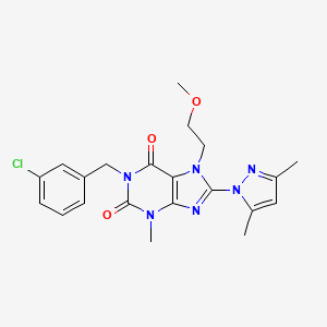1-(3-chlorobenzyl)-8-(3,5-dimethyl-1H-pyrazol-1-yl)-7-(2-methoxyethyl)-3-methyl-1H-purine-2,6(3H,7H)-dione