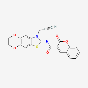 molecular formula C22H14N2O5S B2954701 (Z)-2-oxo-N-(3-(prop-2-yn-1-yl)-6,7-dihydro-[1,4]dioxino[2',3':4,5]benzo[1,2-d]thiazol-2(3H)-ylidene)-2H-chromene-3-carboxamide CAS No. 905659-19-0
