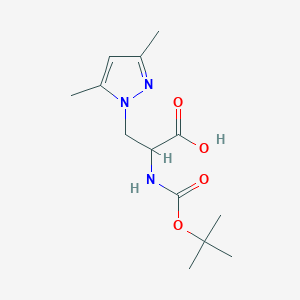molecular formula C13H21N3O4 B2954706 3-(3,5-Dimethylpyrazol-1-yl)-2-[(2-methylpropan-2-yl)oxycarbonylamino]propanoic acid CAS No. 1253789-68-2
