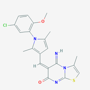 (6E)-6-{[1-(5-chloro-2-methoxyphenyl)-2,5-dimethyl-1H-pyrrol-3-yl]methylene}-5-imino-3-methyl-5,6-dihydro-7H-[1,3]thiazolo[3,2-a]pyrimidin-7-one