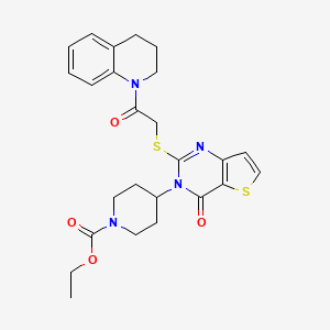ethyl 4-(2-((2-(3,4-dihydroquinolin-1(2H)-yl)-2-oxoethyl)thio)-4-oxothieno[3,2-d]pyrimidin-3(4H)-yl)piperidine-1-carboxylate