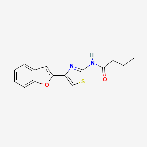 molecular formula C15H14N2O2S B2954713 N-[4-(1-benzofuran-2-yl)-1,3-thiazol-2-yl]butanamide CAS No. 923440-53-3