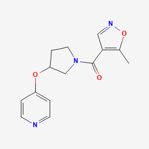 molecular formula C14H15N3O3 B2954716 (5-Methylisoxazol-4-yl)(3-(pyridin-4-yloxy)pyrrolidin-1-yl)methanone CAS No. 2034575-14-7