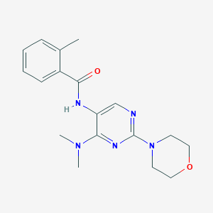 molecular formula C18H23N5O2 B2954717 N-(4-(二甲氨基)-2-吗啉嘧啶-5-基)-2-甲基苯甲酰胺 CAS No. 1797670-09-7