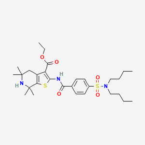 ethyl 2-(4-(N,N-dibutylsulfamoyl)benzamido)-5,5,7,7-tetramethyl-4,5,6,7-tetrahydrothieno[2,3-c]pyridine-3-carboxylate
