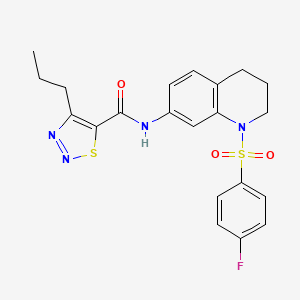 molecular formula C21H21FN4O3S2 B2954720 N-(1-((4-fluorophenyl)sulfonyl)-1,2,3,4-tetrahydroquinolin-7-yl)-4-propyl-1,2,3-thiadiazole-5-carboxamide CAS No. 1210603-99-8