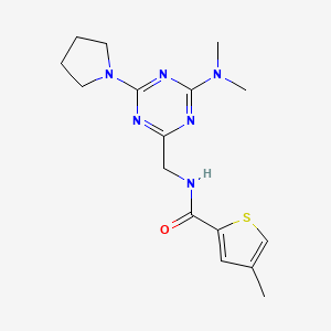 molecular formula C16H22N6OS B2954722 N-((4-(dimethylamino)-6-(pyrrolidin-1-yl)-1,3,5-triazin-2-yl)methyl)-4-methylthiophene-2-carboxamide CAS No. 2034574-53-1