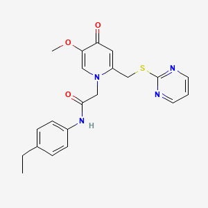 molecular formula C21H22N4O3S B2954726 N-(4-乙基苯基)-2-(5-甲氧基-4-氧代-2-((嘧啶-2-基硫)甲基)吡啶-1(4H)-基)乙酰胺 CAS No. 1005292-12-5