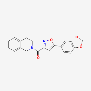 molecular formula C20H16N2O4 B2954729 (5-(苯并[d][1,3]二氧杂环-5-基)异噁唑-3-基)(3,4-二氢异喹啉-2(1H)-基)甲酮 CAS No. 850781-41-8