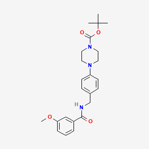 molecular formula C24H31N3O4 B2954731 叔丁基4-(4-{[(3-甲氧基苯甲酰)氨基]甲基}苯基)四氢-1(2H)-吡嗪羧酸酯 CAS No. 866050-39-7