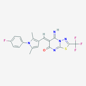 (6Z)-6-{[1-(4-fluorophenyl)-2,5-dimethyl-1H-pyrrol-3-yl]methylidene}-5-imino-2-(trifluoromethyl)-5,6-dihydro-7H-[1,3,4]thiadiazolo[3,2-a]pyrimidin-7-one