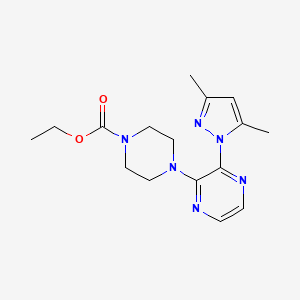 molecular formula C16H22N6O2 B2954757 ethyl 4-[3-(3,5-dimethyl-1H-pyrazol-1-yl)pyrazin-2-yl]piperazine-1-carboxylate CAS No. 2415634-84-1