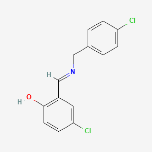 molecular formula C14H11Cl2NO B2954766 4-氯-2-{(E)-[(4-氯苯甲基)亚胺]甲基}苯酚 CAS No. 1232824-56-4