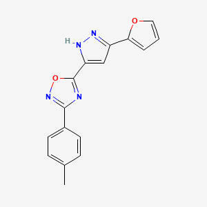 molecular formula C16H12N4O2 B2954769 5-(3-(furan-2-yl)-1H-pyrazol-5-yl)-3-(p-tolyl)-1,2,4-oxadiazole CAS No. 1239508-72-5