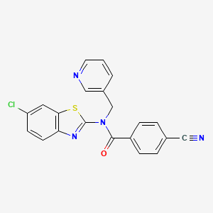 molecular formula C21H13ClN4OS B2954771 N-(6-chlorobenzo[d]thiazol-2-yl)-4-cyano-N-(pyridin-3-ylmethyl)benzamide CAS No. 895022-34-1
