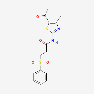 molecular formula C15H16N2O4S2 B2954775 N-(5-acetyl-4-methyl-1,3-thiazol-2-yl)-3-(benzenesulfonyl)propanamide CAS No. 868676-13-5