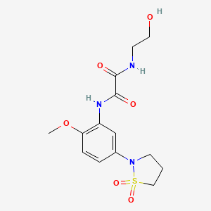 molecular formula C14H19N3O6S B2954785 N1-(5-(1,1-dioxidoisothiazolidin-2-yl)-2-methoxyphenyl)-N2-(2-hydroxyethyl)oxalamide CAS No. 1105229-09-1