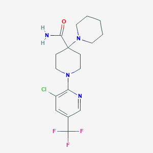 molecular formula C17H22ClF3N4O B2954786 1-[3-氯-5-(三氟甲基)吡啶-2-基]-4-哌啶-1-基哌啶-4-甲酰胺 CAS No. 551931-40-9