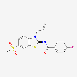 molecular formula C18H15FN2O3S2 B2954793 (Z)-N-(3-烯丙基-6-(甲磺基)苯并[d]噻唑-2(3H)-基亚甲基)-4-氟苯甲酰胺 CAS No. 865175-42-4