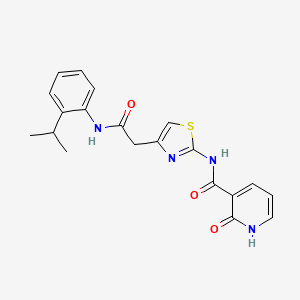 molecular formula C20H20N4O3S B2954803 N-(4-(2-((2-异丙基苯基)氨基)-2-氧代乙基)噻唑-2-基)-2-氧代-1,2-二氢吡啶-3-甲酰胺 CAS No. 946336-54-5