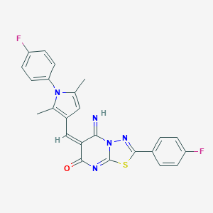 molecular formula C24H17F2N5OS B295482 2-(4-fluorophenyl)-6-{[1-(4-fluorophenyl)-2,5-dimethyl-1H-pyrrol-3-yl]methylene}-5-imino-5,6-dihydro-7H-[1,3,4]thiadiazolo[3,2-a]pyrimidin-7-one 