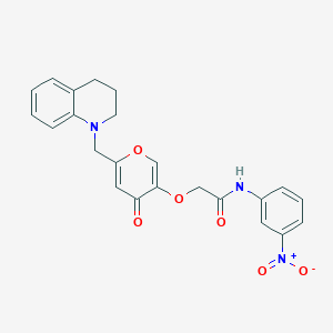 molecular formula C23H21N3O6 B2954821 2-((6-((3,4-二氢喹啉-1(2H)-基甲基)-4-氧代-4H-吡喃-3-基)氧基)-N-(3-硝基苯基)乙酰胺 CAS No. 898417-44-2
