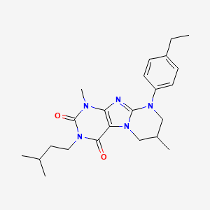 molecular formula C23H31N5O2 B2954829 9-(4-ethylphenyl)-1,7-dimethyl-3-(3-methylbutyl)-7,8-dihydro-6H-purino[7,8-a]pyrimidine-2,4-dione CAS No. 845633-05-8