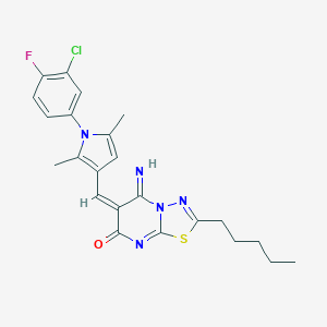 6-{[1-(3-chloro-4-fluorophenyl)-2,5-dimethyl-1H-pyrrol-3-yl]methylene}-5-imino-2-pentyl-5,6-dihydro-7H-[1,3,4]thiadiazolo[3,2-a]pyrimidin-7-one