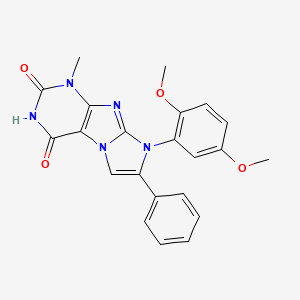 molecular formula C22H19N5O4 B2954833 8-(2,5-dimethoxyphenyl)-1-methyl-7-phenyl-1H-imidazo[2,1-f]purine-2,4(3H,8H)-dione CAS No. 896300-85-9