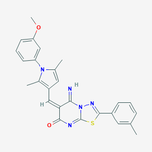 molecular formula C26H23N5O2S B295484 5-imino-6-{[1-(3-methoxyphenyl)-2,5-dimethyl-1H-pyrrol-3-yl]methylene}-2-(3-methylphenyl)-5,6-dihydro-7H-[1,3,4]thiadiazolo[3,2-a]pyrimidin-7-one 