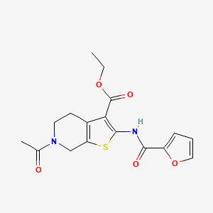 molecular formula C17H18N2O5S B2954843 乙酸6-乙酰基-2-(呋喃-2-羧酰胺基)-4,5,6,7-四氢噻吩[2,3-c]吡啶-3-羧酸酯 CAS No. 896680-07-2