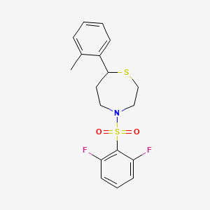 molecular formula C18H19F2NO2S2 B2954850 4-((2,6-Difluorophenyl)sulfonyl)-7-(o-tolyl)-1,4-thiazepane CAS No. 1706005-27-7