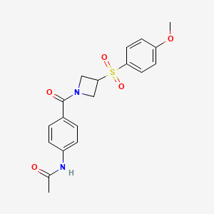 molecular formula C19H20N2O5S B2954853 N-(4-(3-((4-methoxyphenyl)sulfonyl)azetidine-1-carbonyl)phenyl)acetamide CAS No. 1797874-24-8