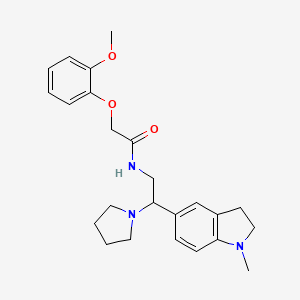 molecular formula C24H31N3O3 B2954856 2-(2-methoxyphenoxy)-N-(2-(1-methylindolin-5-yl)-2-(pyrrolidin-1-yl)ethyl)acetamide CAS No. 921895-18-3
