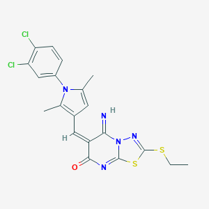 molecular formula C20H17Cl2N5OS2 B295486 6-{[1-(3,4-dichlorophenyl)-2,5-dimethyl-1H-pyrrol-3-yl]methylene}-2-(ethylsulfanyl)-5-imino-5,6-dihydro-7H-[1,3,4]thiadiazolo[3,2-a]pyrimidin-7-one 