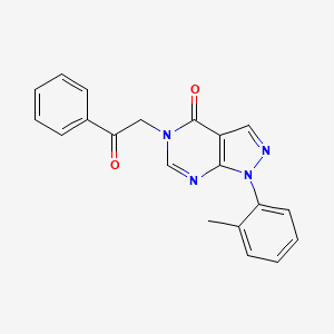 molecular formula C20H16N4O2 B2954863 1-(2-Methylphenyl)-5-phenacylpyrazolo[3,4-d]pyrimidin-4-one CAS No. 895013-38-4