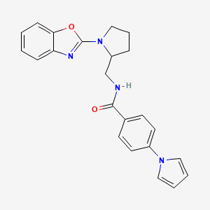 molecular formula C23H22N4O2 B2954870 N-((1-(苯并[d]噁唑-2-基)吡咯烷-2-基)甲基)-4-(1H-吡咯-1-基)苯甲酰胺 CAS No. 1795192-70-9
