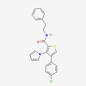 molecular formula C23H19ClN2OS B2954872 4-(4-chlorophenyl)-N-(2-phenylethyl)-3-(1H-pyrrol-1-yl)thiophene-2-carboxamide CAS No. 1359207-00-3