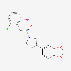 molecular formula C19H17ClFNO3 B2954879 1-(3-(Benzo[d][1,3]dioxol-5-yl)pyrrolidin-1-yl)-2-(2-chloro-6-fluorophenyl)ethanone CAS No. 2034487-72-2